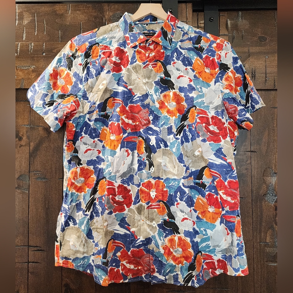 Bugatchi Mens Shaped Fit XL Hawaiian Shirt